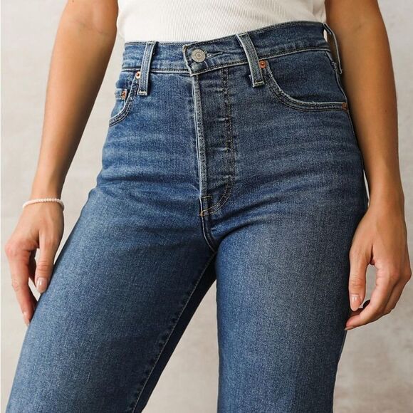NWT Levi’s Ribcage Straight Jeans Size 29 | 8 in Summer Slide Ankle Medium Wash - Picture 7 of 16
